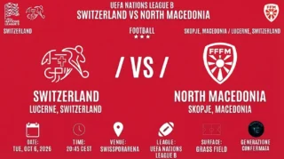 Switzerland vs North Macedonia UEFA Nations League B